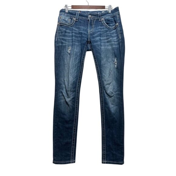 Miss Me Set of 2 Jean Women 28 Blue Bootcut & Skinny Cowgirl Western Y2K Studded - Picture 15 of 16